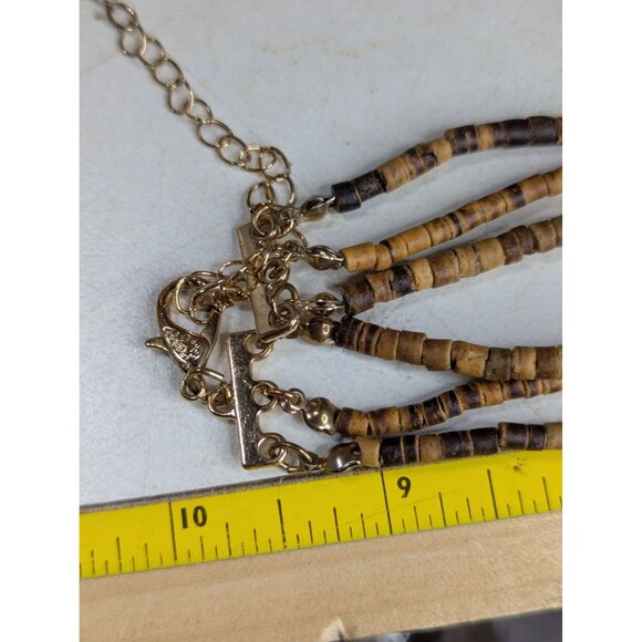 Vintage Multi-Strand Beaded Necklace With Red & Natural Tones Adjustable Lobster - Picture 4 of 4